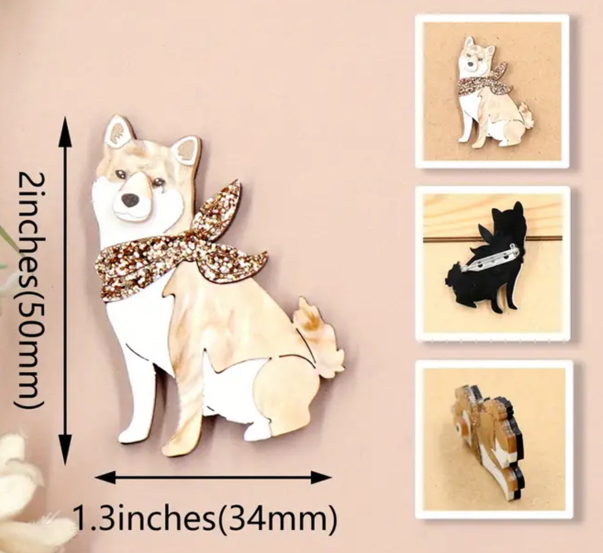 Broche en acrylique pour chien