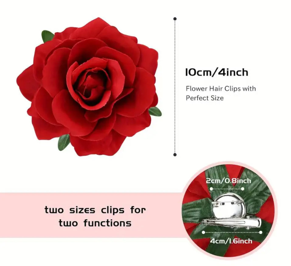 Large  red rose clip 10cm