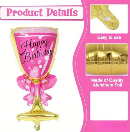 Birthday Champagne Glass Foil Balloon