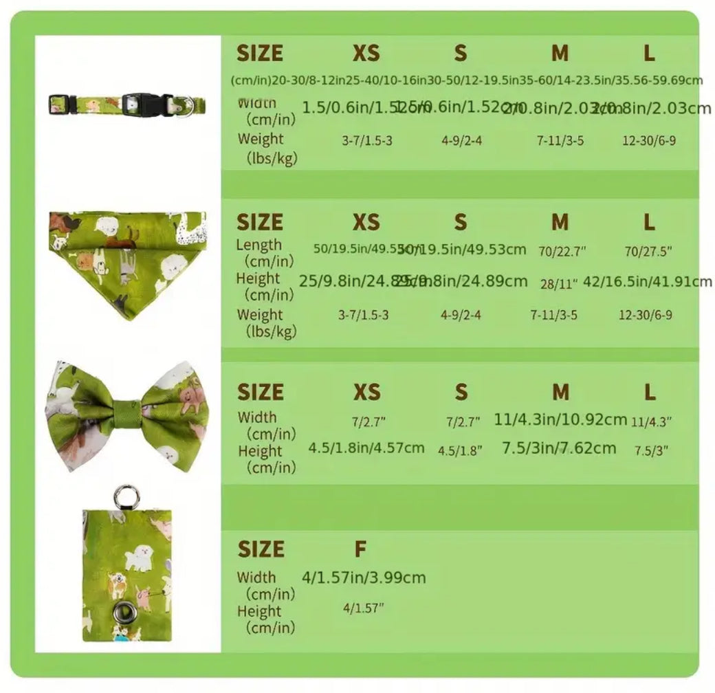 Set of 6 Dog Harness Collar Bow Leash