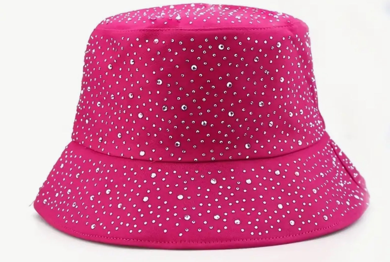 Diamonte cotton hat ( pink or black)