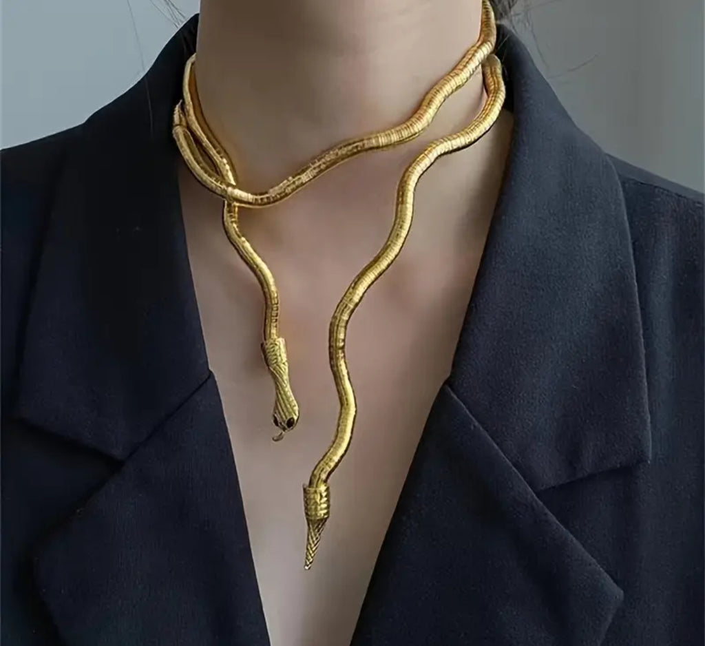 Élastique à cheveux serpent 3 en 1, collier et bracelet