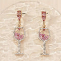 Boucles d'oreilles en zircone verre à vin rose