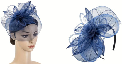 Blue Floral Derby Fascinator Hat