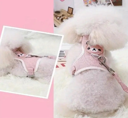 Dog/Cat harness with Bear design (Pink)