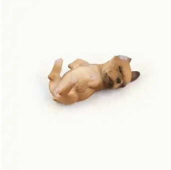 Sleepy Dog on Back Figurine