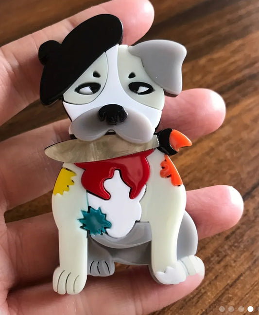 Acrylic Dog Artist Brooch