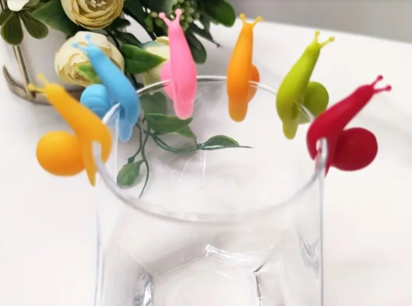 Snails drink and glass markers