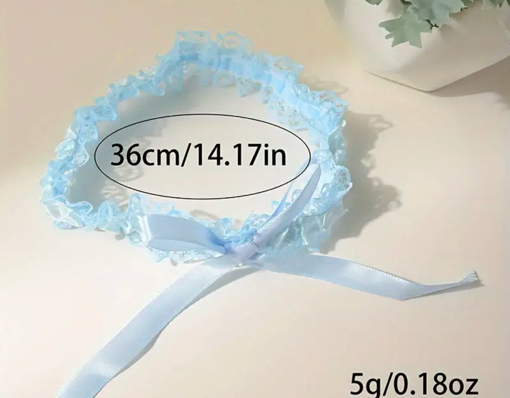 Jarretière en dentelle bleue