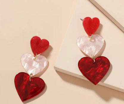 Hearts pendant stud earrings