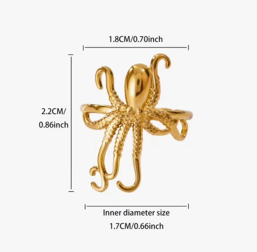 Gold Octopus Ring