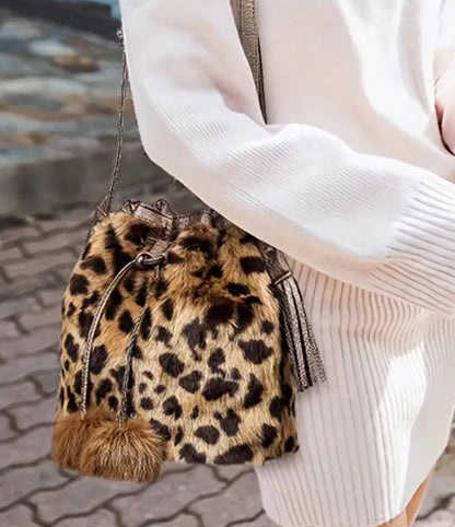 Fur Bag with Leopard Print