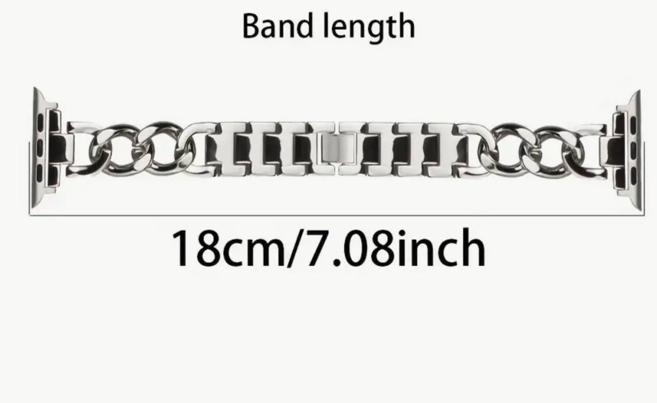 Silver Stainless Steel Apple Watch band.