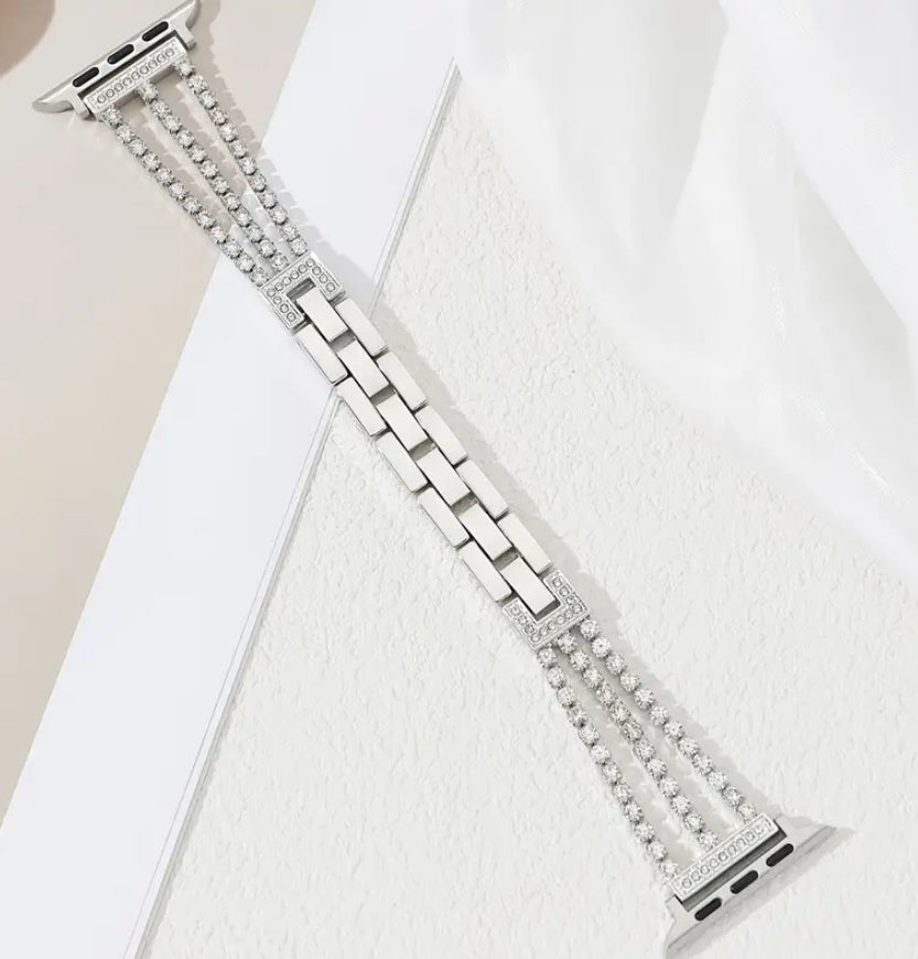 Bracelet de montre Apple Watch en acier inoxydable avec strass 38 mm