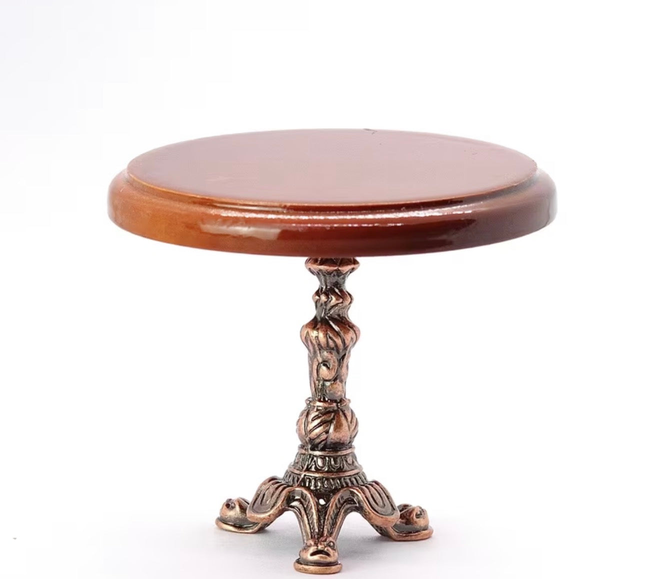 Handcrafted Miniature Side Table with Brass Features