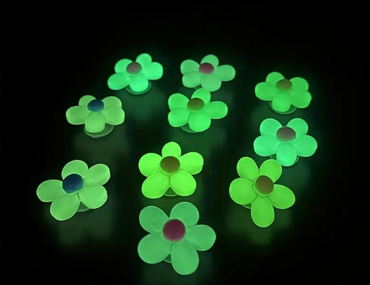 Glow in the dark flower shoe charm