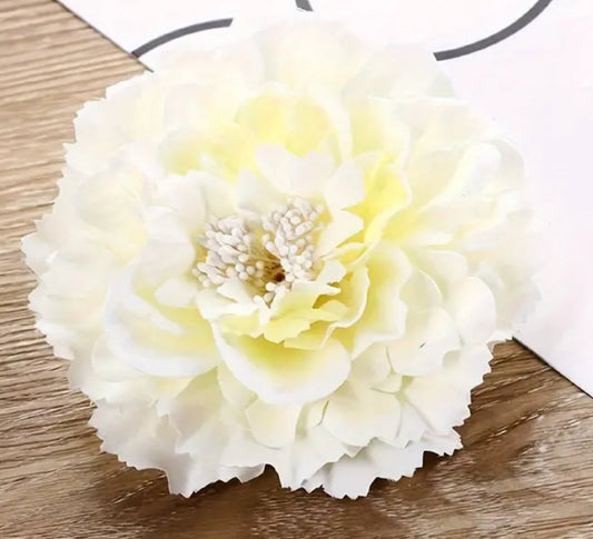 White Fabric Flower Brooch or Hair Clip