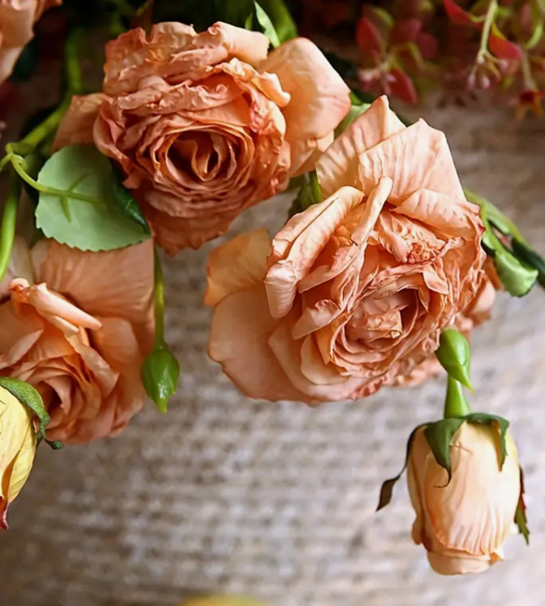 Roses artificielles abricot