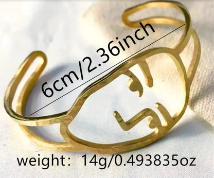 14K gold-plated face wrist cuff