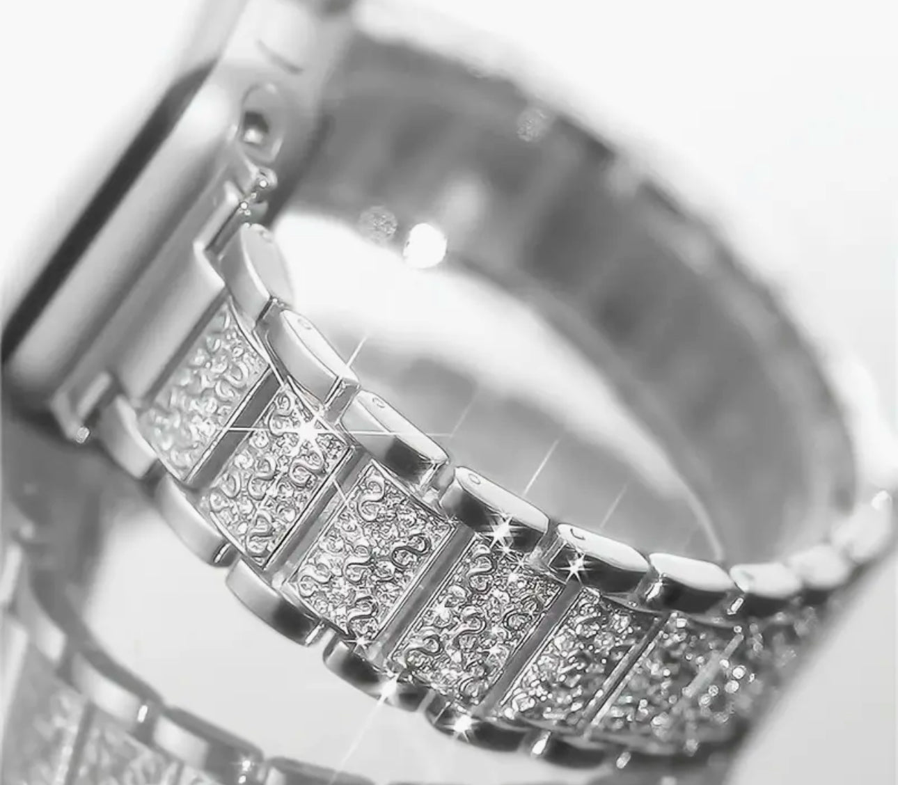 Rhinestone Stainless Steel Apple Watch Strap 42, 44, 45, 46mm
