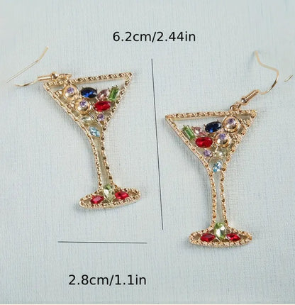 Multicoloured cocktail glass zirconia earrings