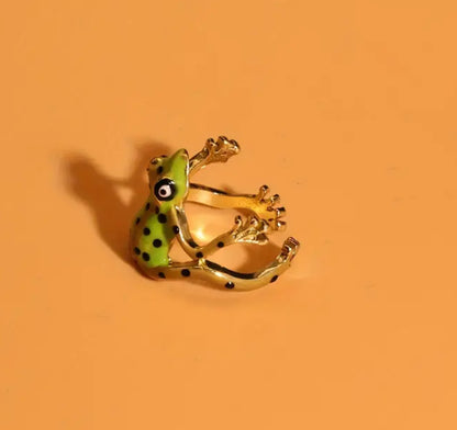 Spotted Green Frog Adjustable ring