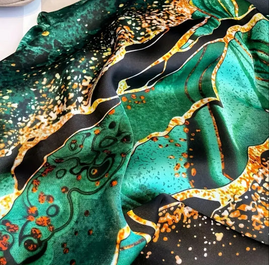 Satin Green and Gold scarf