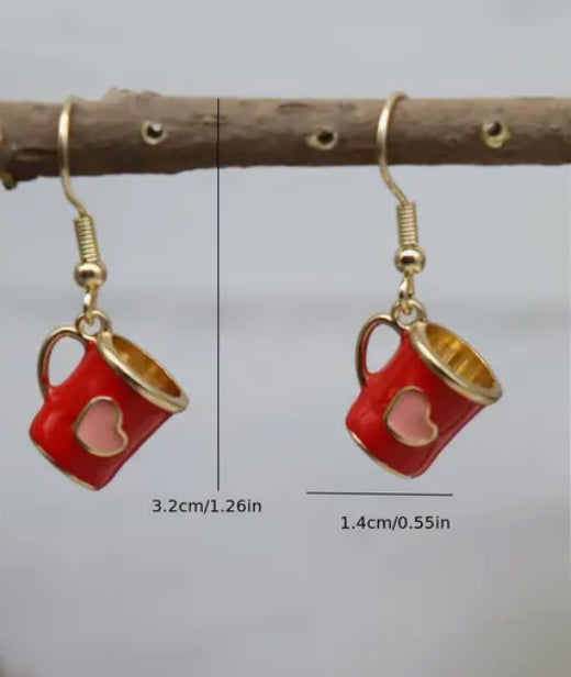 Red Heart Mug Earrings