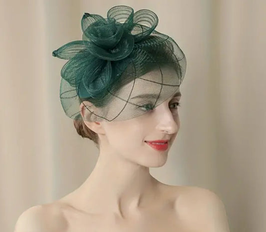 Green Floral Derby Fascinator Hat