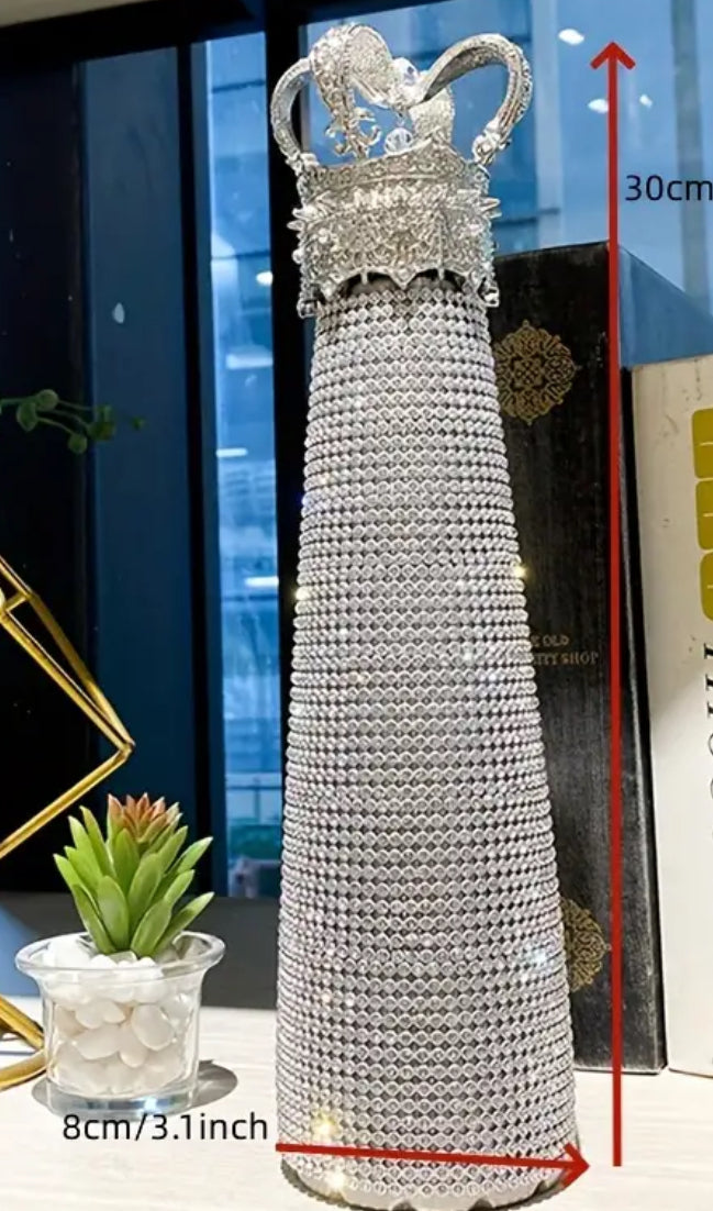 Diamanté  water bottle 500mL with crown lid