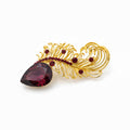 Gem Gold Feather Brooch
