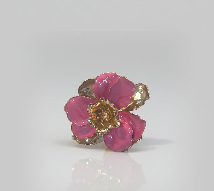 Wild Pink Rose Ring