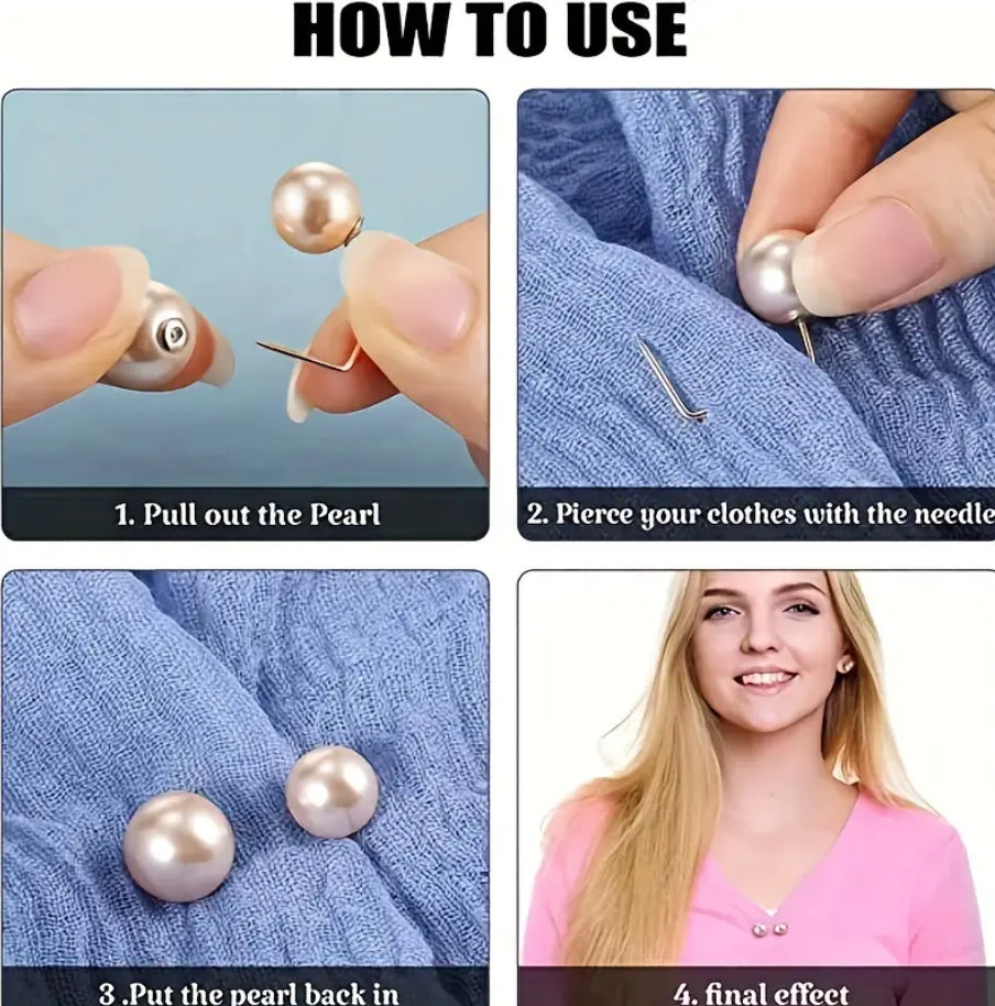 Broche de serrage de vêtements en perle grise