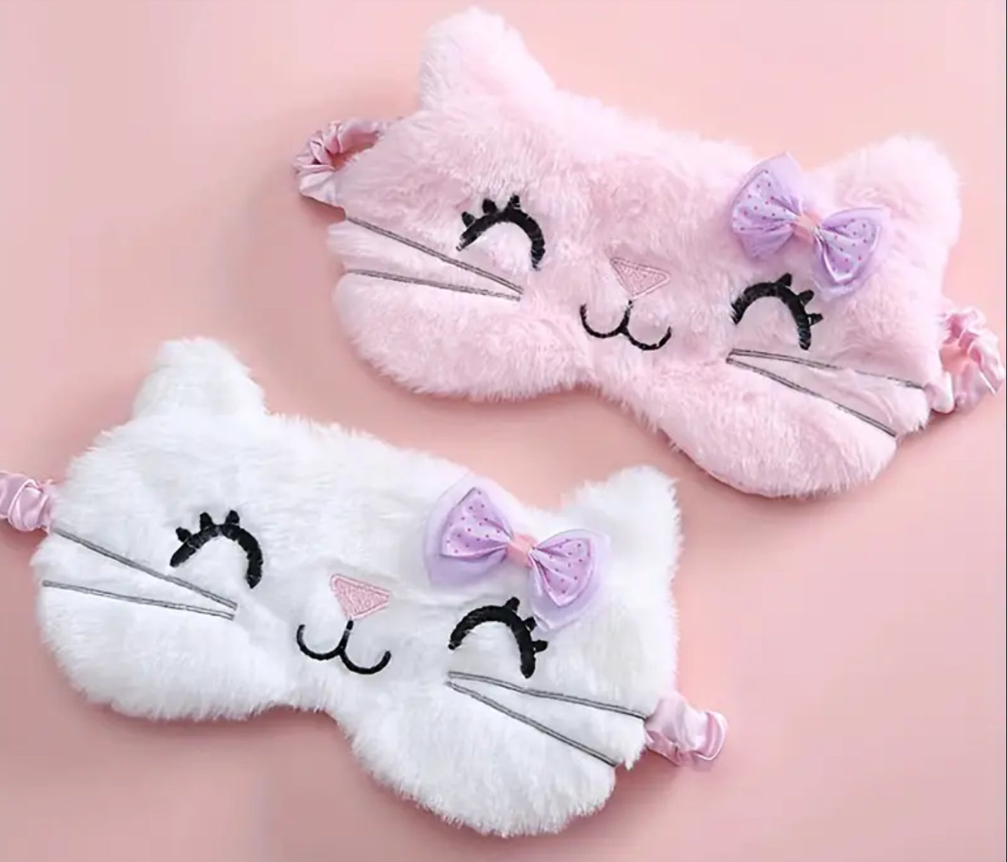 Masque de sommeil moelleux pour chat (rose ou blanc)