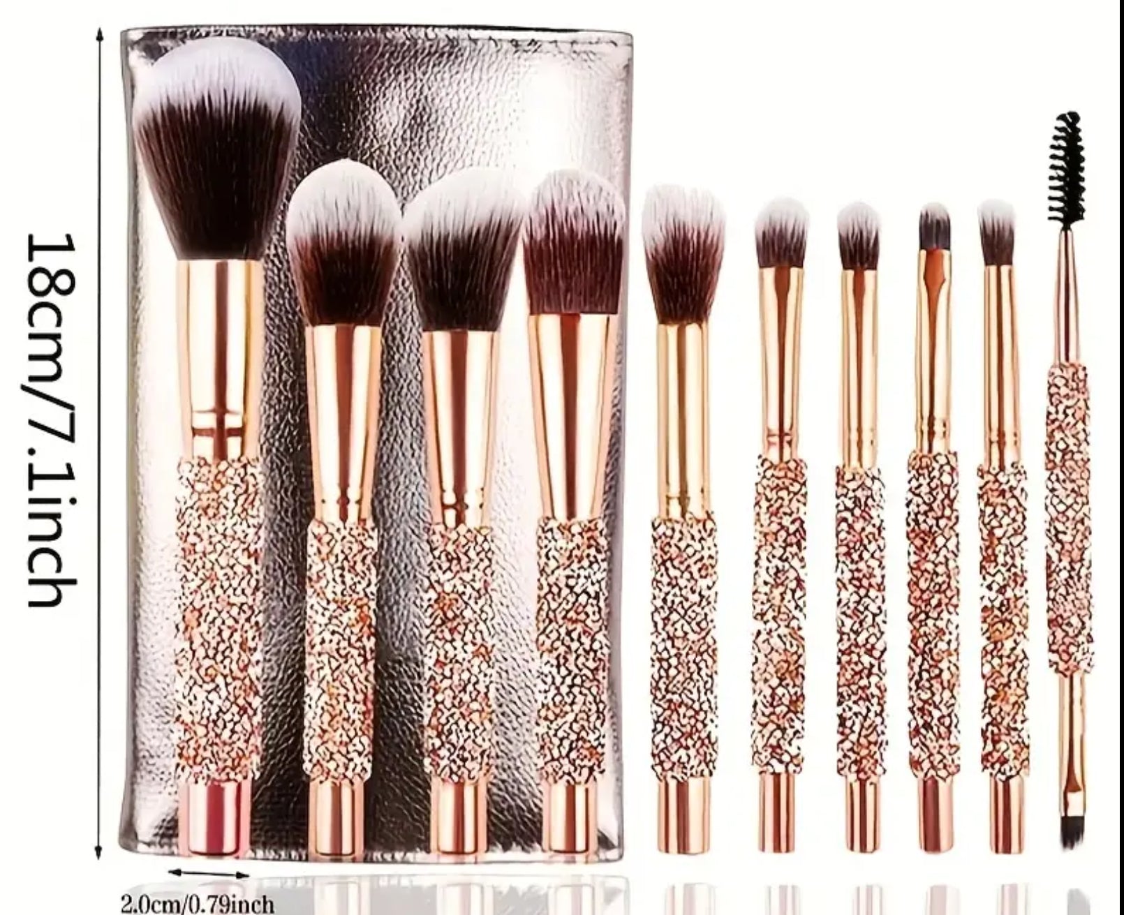 Ensemble de pinceaux de maquillage pailletés et pochette