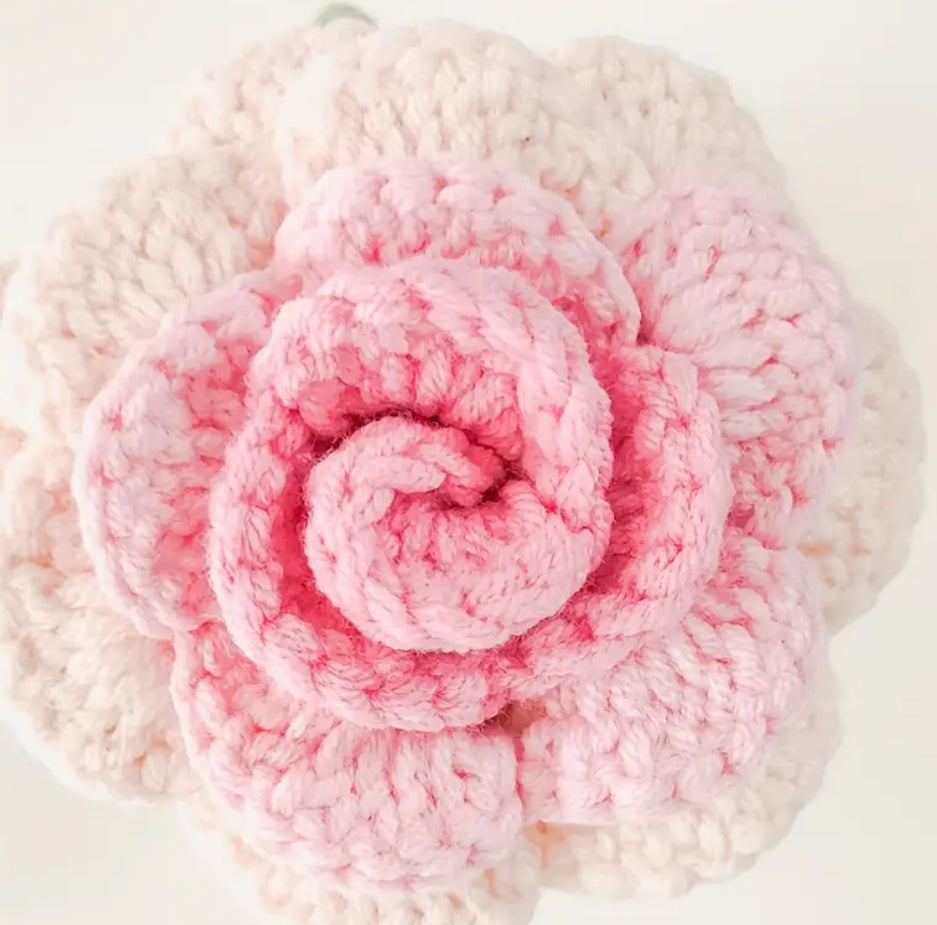 Rose panachée au crochet