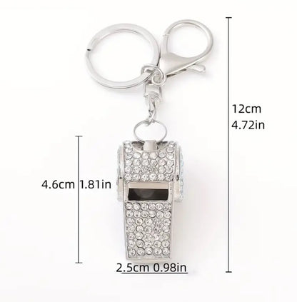 Diamonte whistle keyring keychain