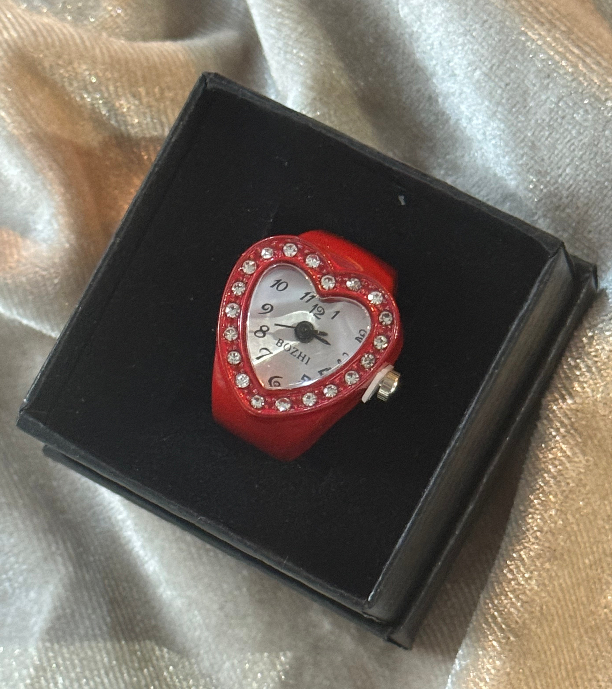 Heart Watch Ring (3 colour choices)