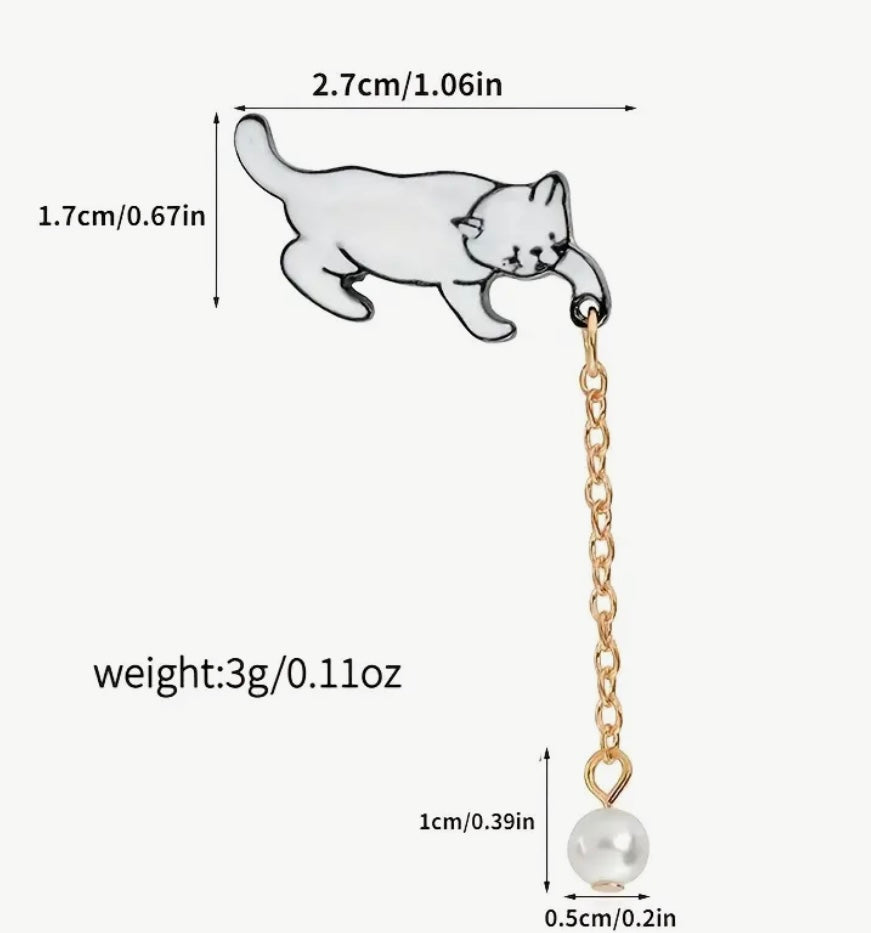 Cat  Chasing Ball Brooch