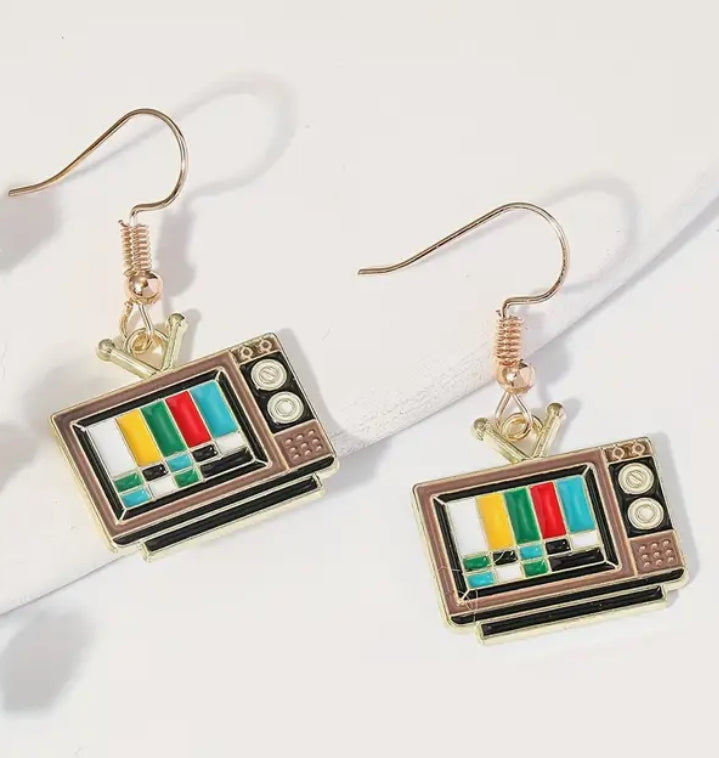 Vintage television sterling silver earrings