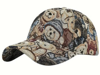 Embroidered teddy bear baseball cap