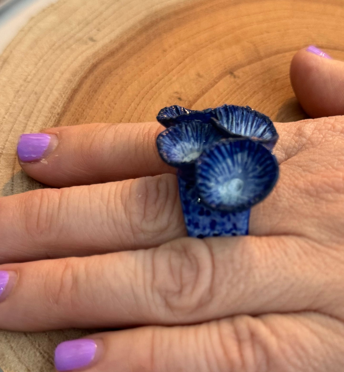 Locally Handmade Blue Glazed Ceramic Ring