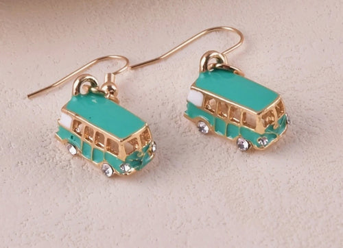 Mini Bus earrings (Sterling Silver Hooks)