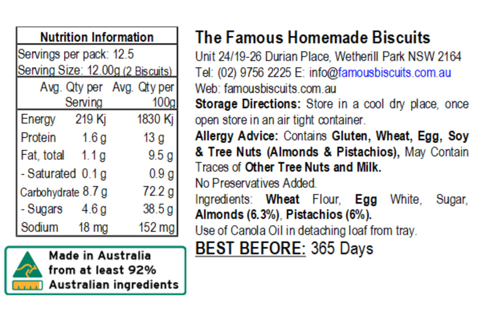 Biscuits Biscotti à la pistache 150 g