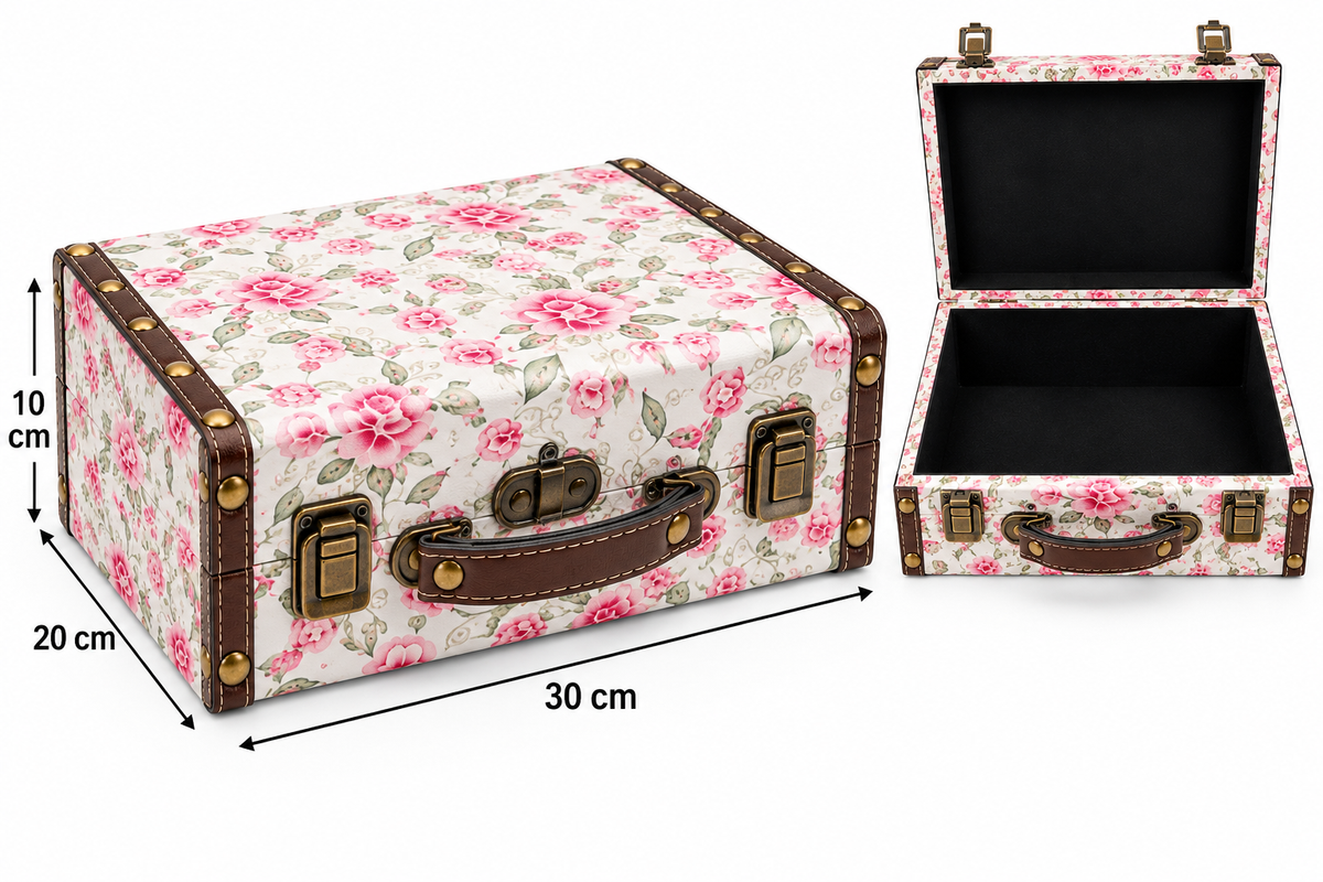 Vintage Floral Wooden Storage Case