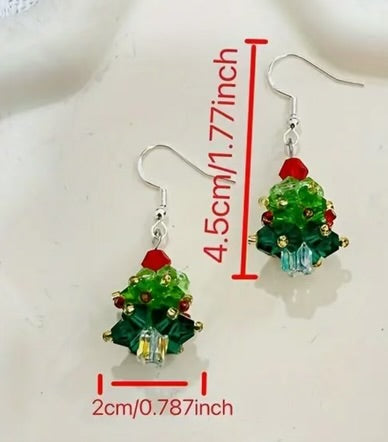 Bead Christmas Tree Earrings