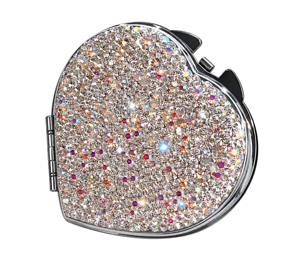 Diamonte Heart compact mirror