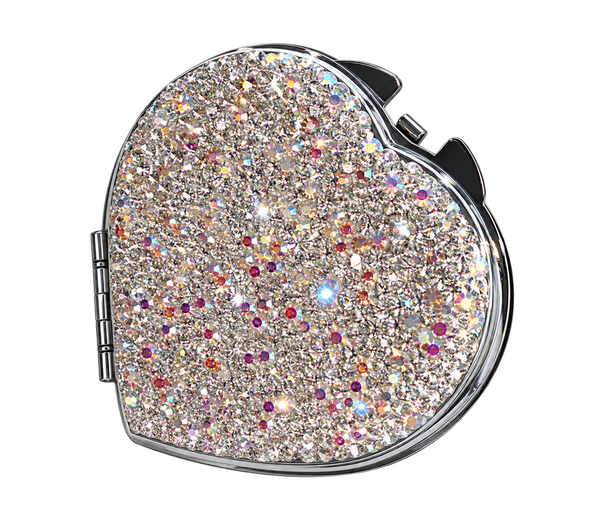 Diamonte Heart compact mirror