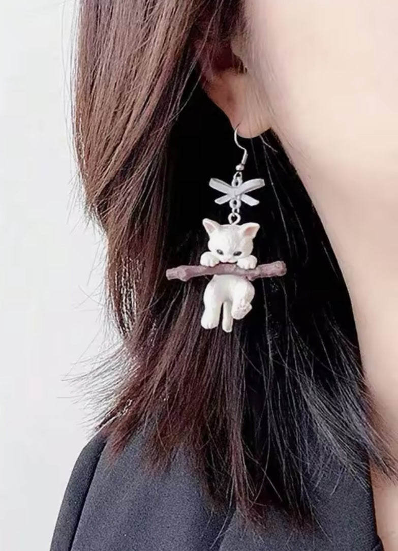 Boucles d'oreilles pendantes en forme de chats