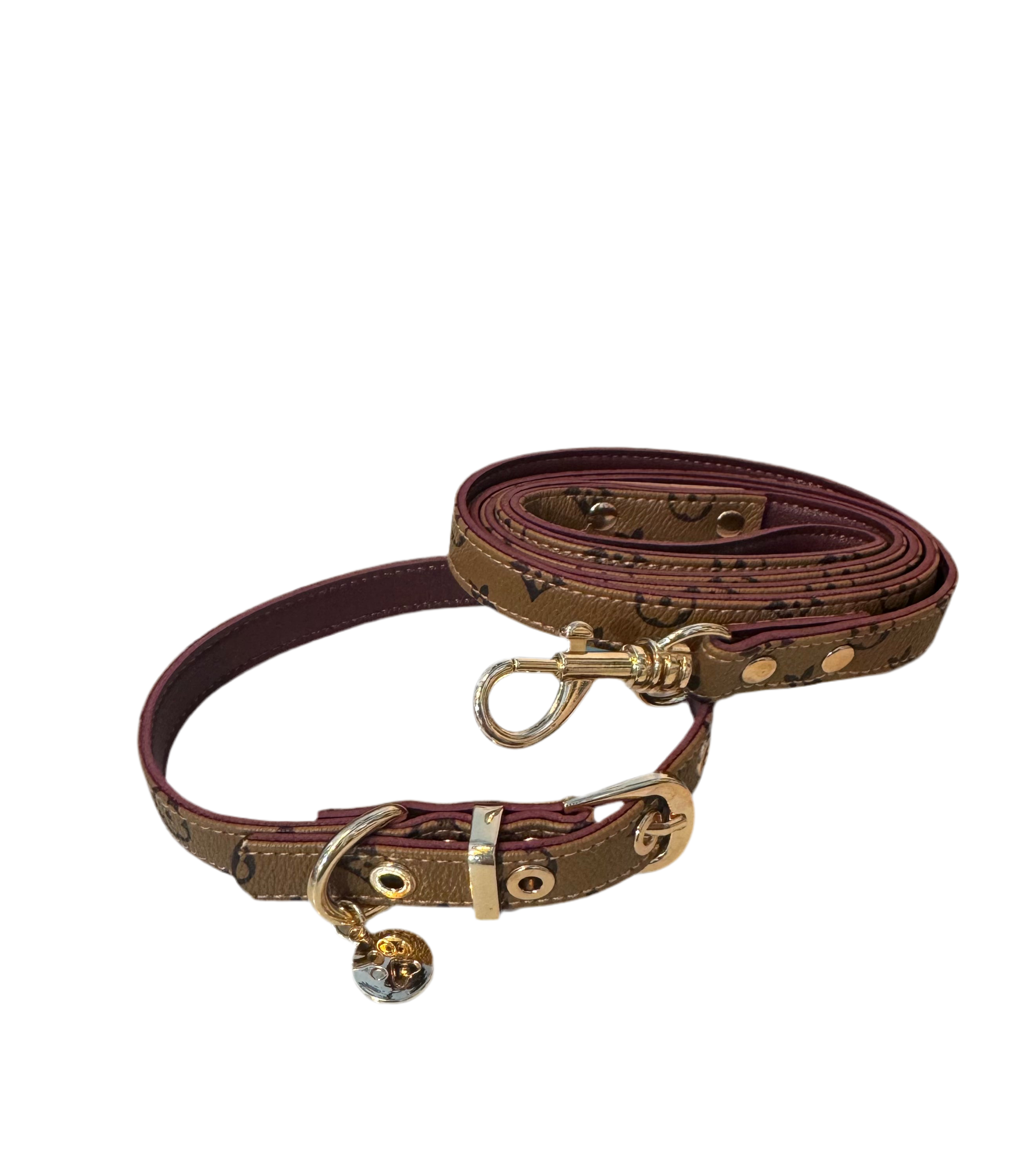 The Designer dog leash and collar set Brown